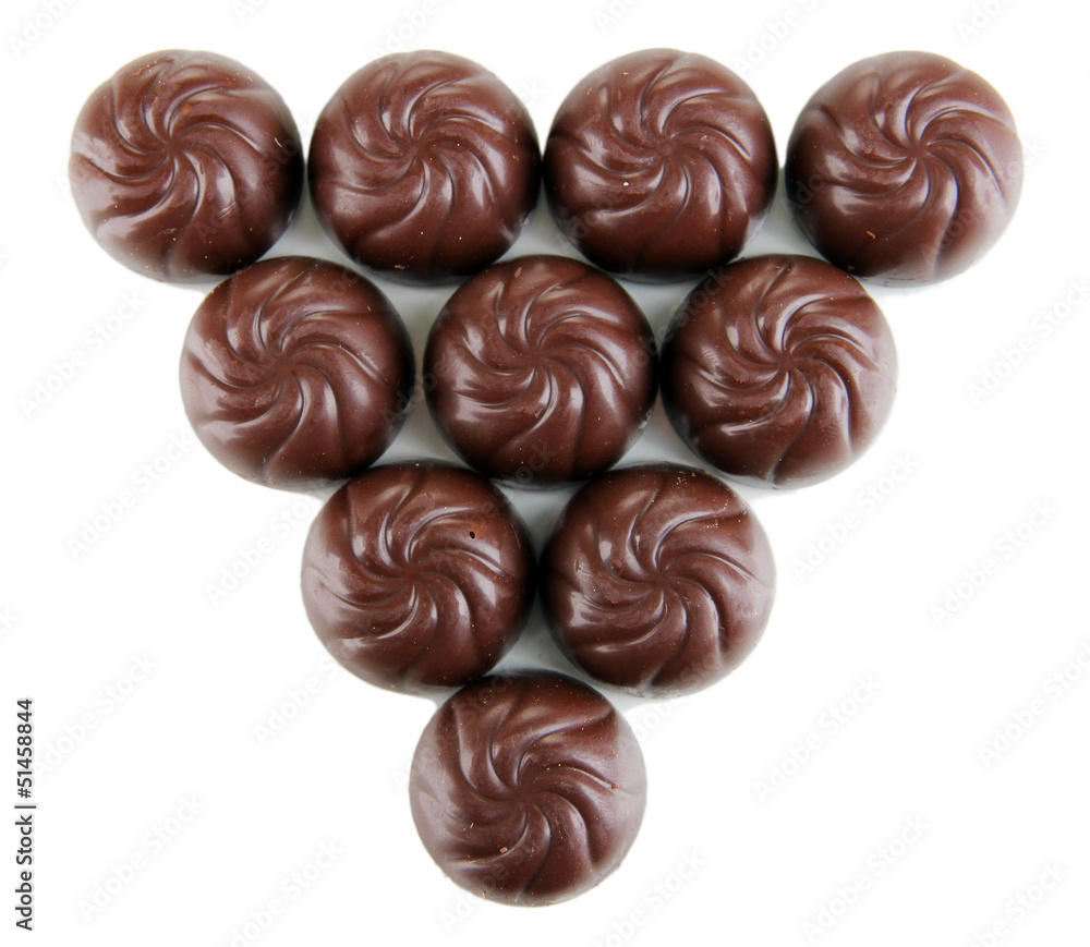 Chocolate candies isolated on white Chocolate candies isolated on white