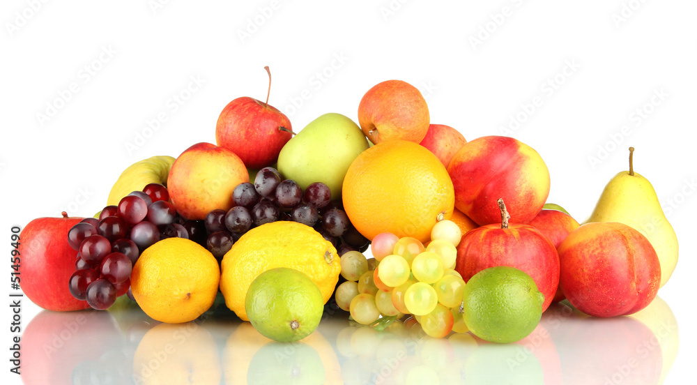 Assortment of exotic fruits isolated on white Assortment of exotic fruits isolated on white
