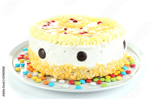 Tasty cake, isolated on white