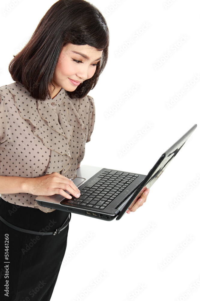 Naklejka premium business woman using laptop