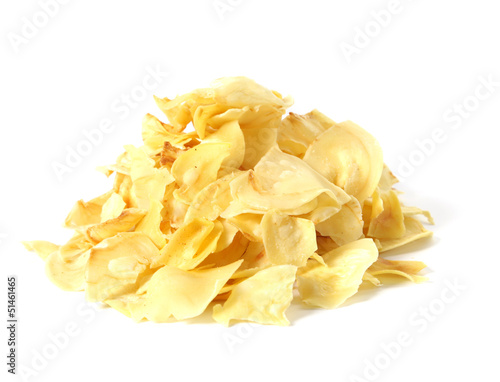 Durian chips isolated on white background