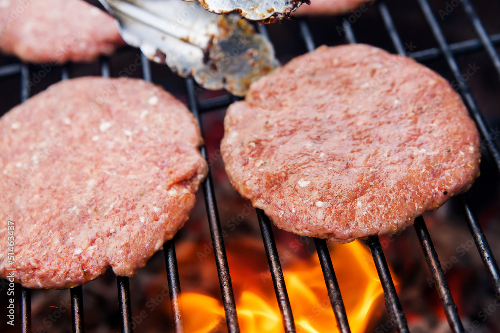 Beef cutlet on grill Beef cutlet on grill