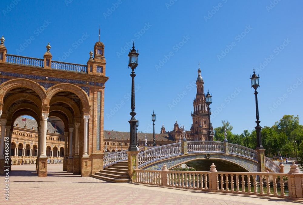 bridge of Plaza de España,  Seville, Spain