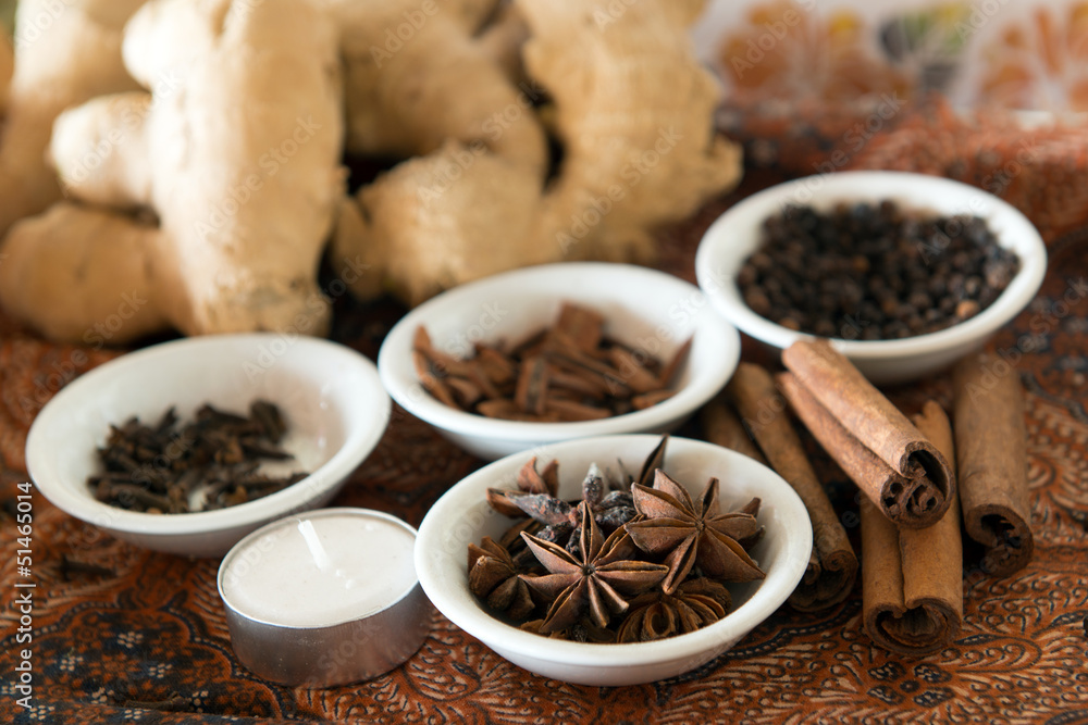 Spa elements with the focus on anise stars Spa elements with the focus on anise stars