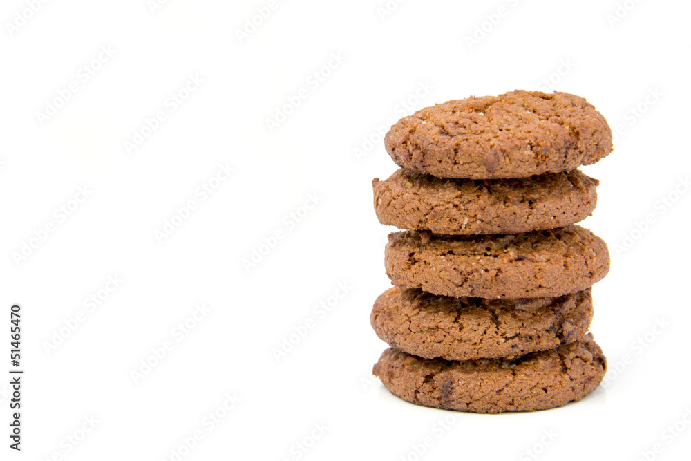 stack of chocolate cookies isolated on white background stack of chocolate cookies isolated on white background