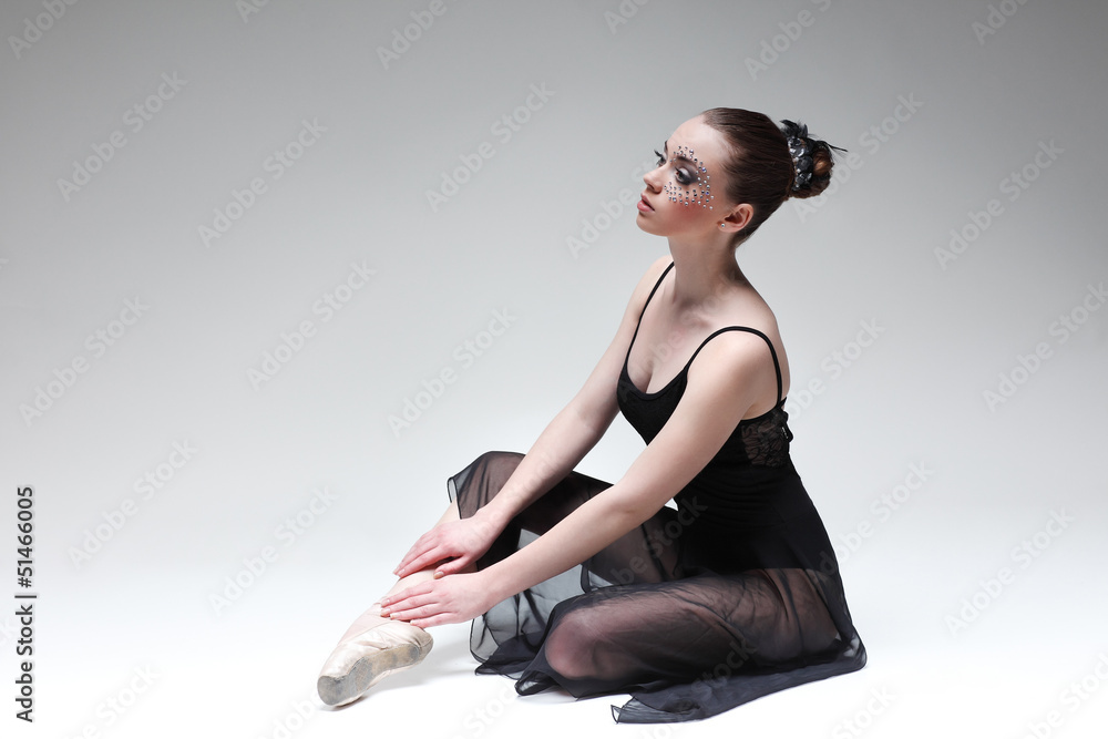 Beautiful ballet-dancer, modern style dancer posing on studio Beautiful ballet-dancer, modern style dancer posing on studio