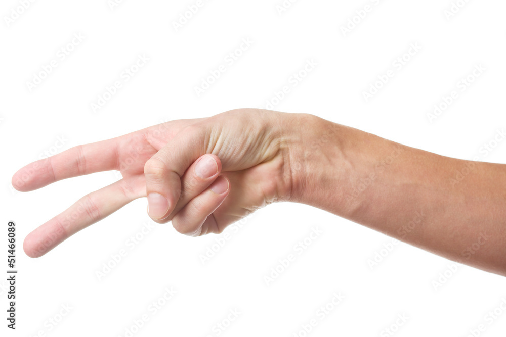 Hand gesture with two fingers