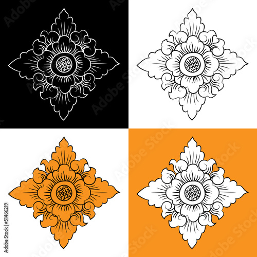 Vector set with abstract floral elements in Thai style