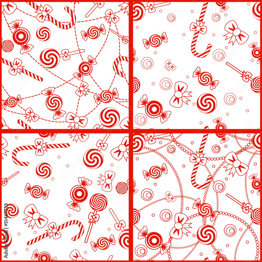 Four seamless patterns with sweets