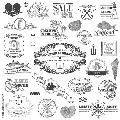 Nautical Sea Calligraphic Elements - for scrapbook and design