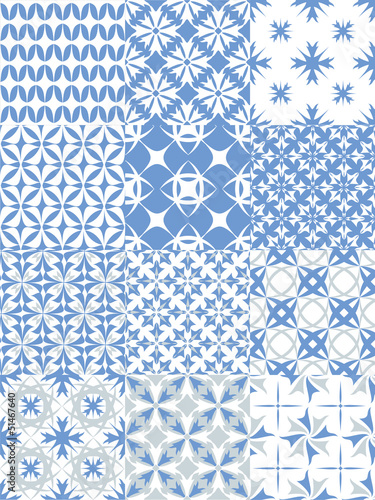 Set of seamless patterns in blue