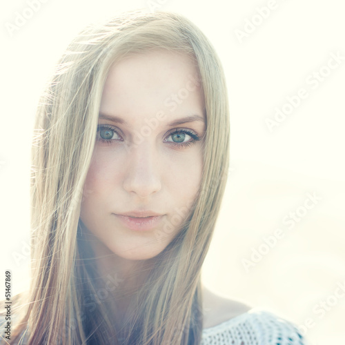 portrait of a beautiful young woman close-up