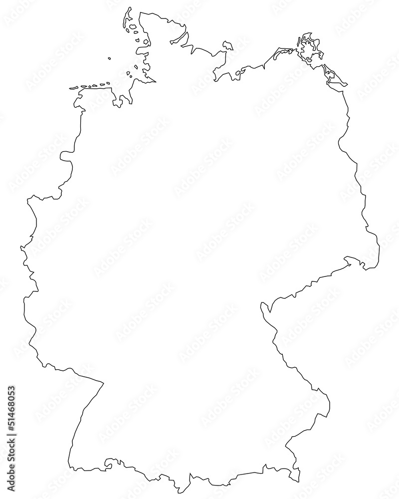  Deutschlandkarte ohne Bundesländer Stock-Vektorgrafik 