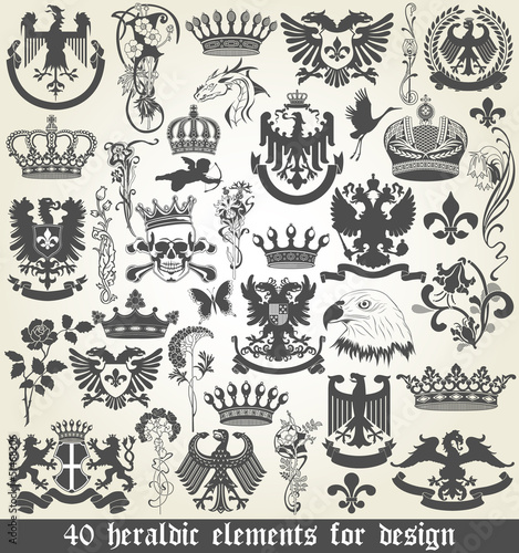 Set of heraldic elements for design