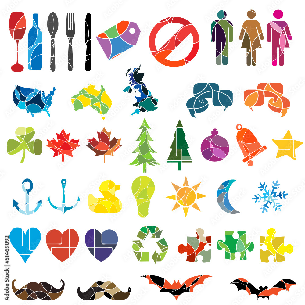 large set of colourful abstract icons large set of colourful abstract icons