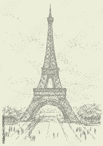 Fototapeta Naklejka Na Ścianę i Meble -  Vector landmark. Eiffel Tower in Paris. France