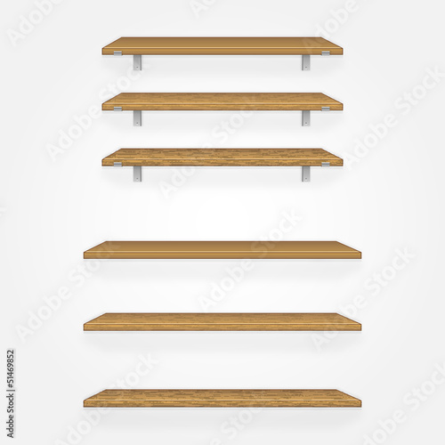 Wooden shelves