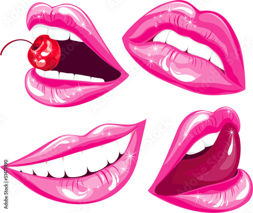 Beautiful smiling mouth with healthy teeth isolated on white