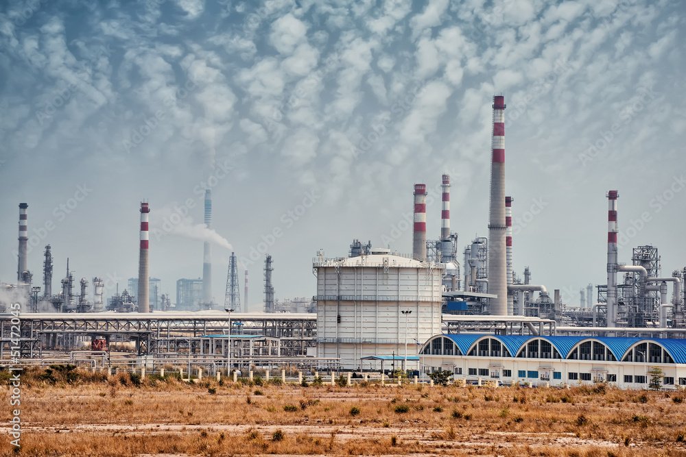 gas processing factory. landscape with gas and oil industry gas processing factory. landscape with gas and oil industry