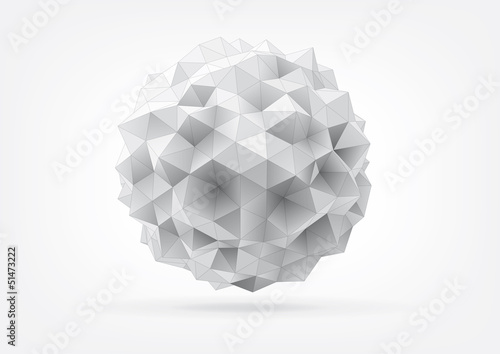 abstract rumpled sphere with triangular faces for graphic design