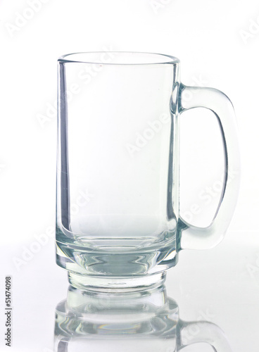 Empty beer glass isolated on white background.