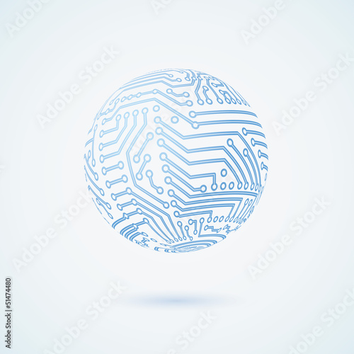 Vector circuit board globe symbol. Business concept.