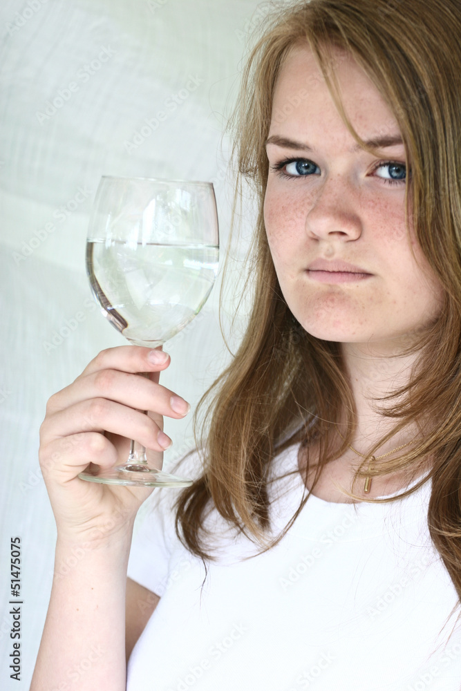 Girl with a glass of water