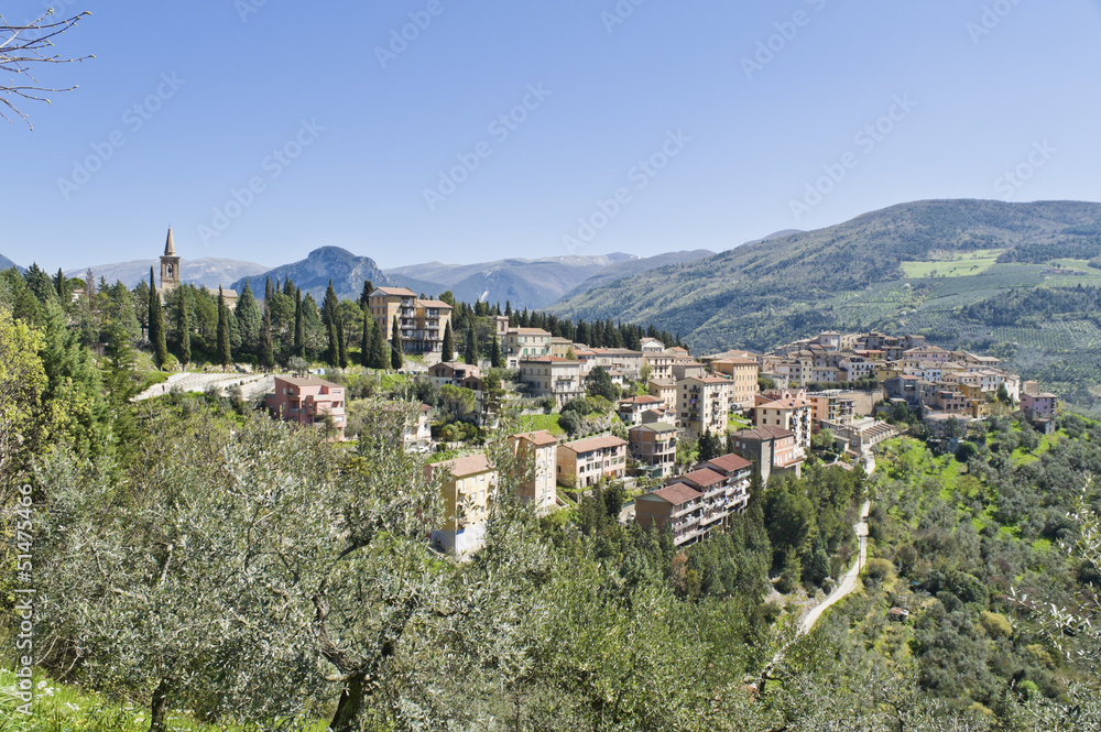 Central Italy countryside Village upon a hill, during Spring