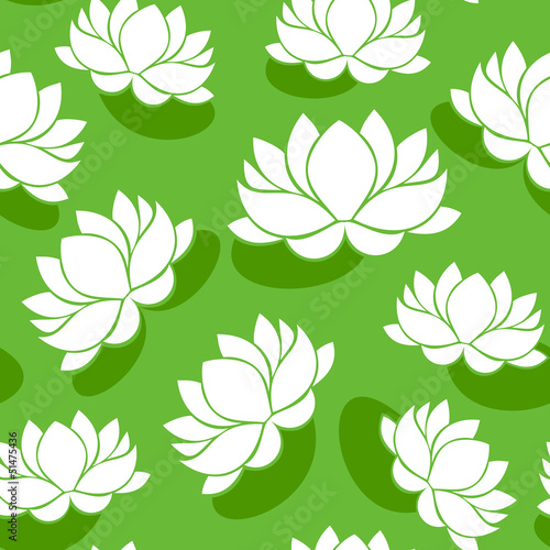 Seamless pattern with lotus flowers. Vector illustration.