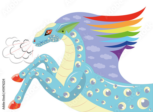 Horse with a mane a rainbow. Illustration. Vector.
