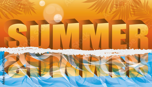 Summer tropical banner, vector illustration