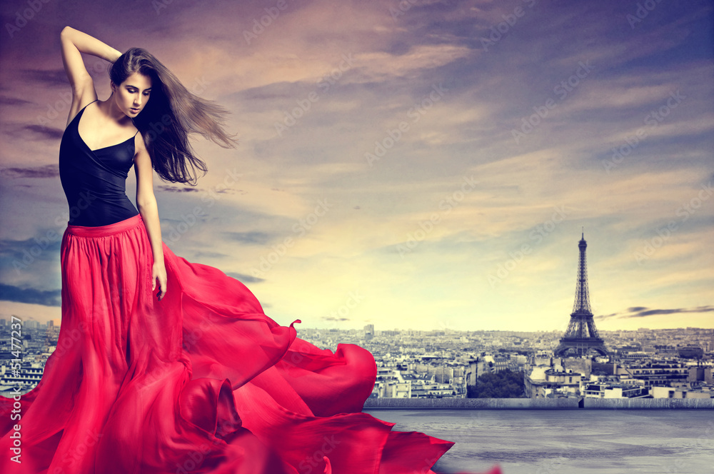 Girl in Paris - obrazy, fototapety, plakaty 