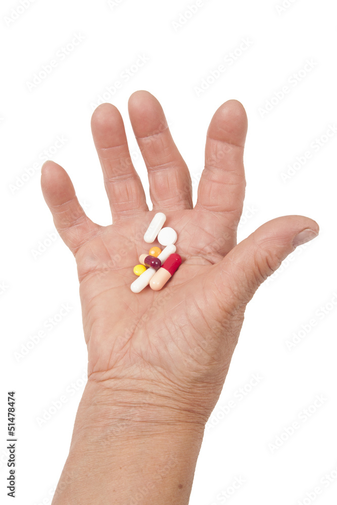 Old Woman's Hand Deformed From Rheumatoid Arthritis Holding Pill Old Woman's Hand Deformed From Rheumatoid Arthritis Holding Pill