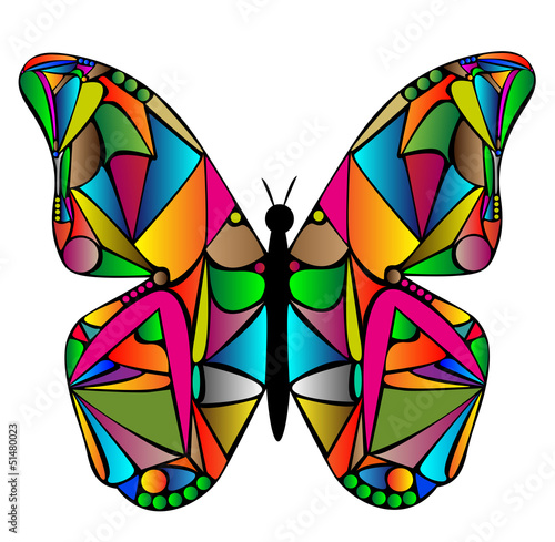 illustrazione di farfalla con molti colori su sfondo bianco