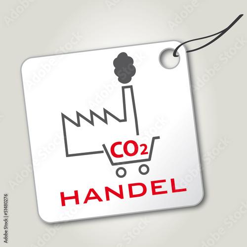Emissionshandel, co2 Handel, Etikett, rot