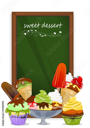 Cupcake, Muffin, Eis und Tafel
