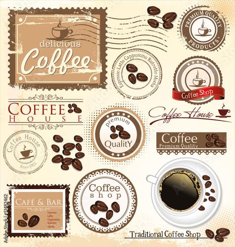 Vector set of coffee design elements
