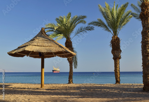 Sandy beach of Eilat - famous resort city in Israel