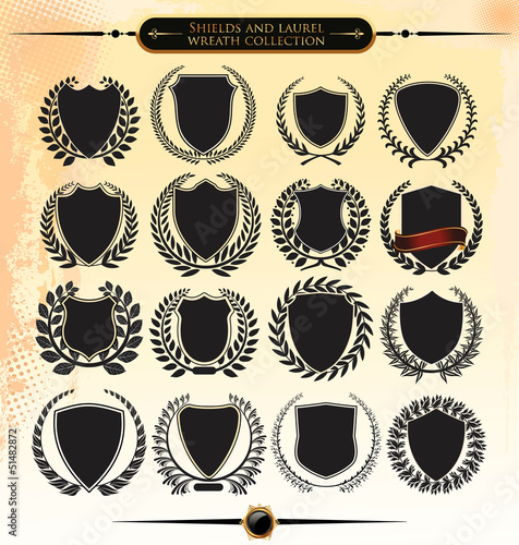 Shields and laurel wreath collection