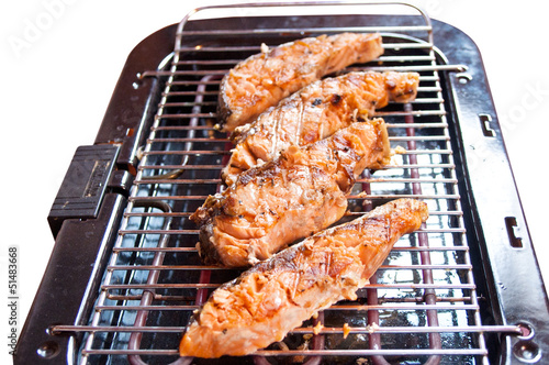 Salmon grill on white background