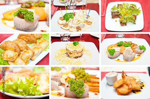 Collage of different appetizers