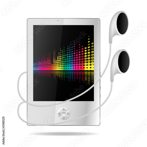 mp3 player with musical background on screen