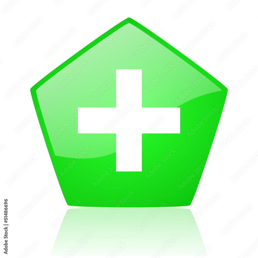 Fototapeta premium emergency green pentagon web glossy icon