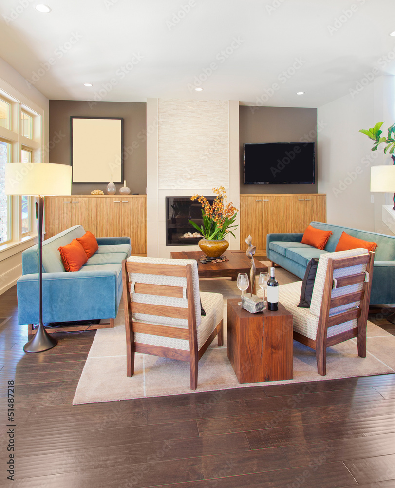 Fototapeta premium Salon w nowym luksusowym domu