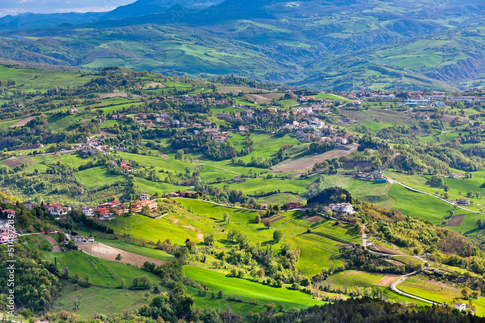 View from Titano mountain at Italian neighborhood