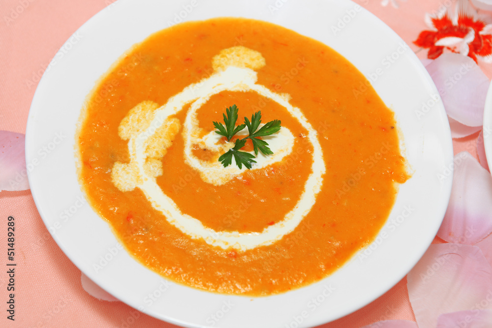 Carrot soup with sour cream Carrot soup with sour cream