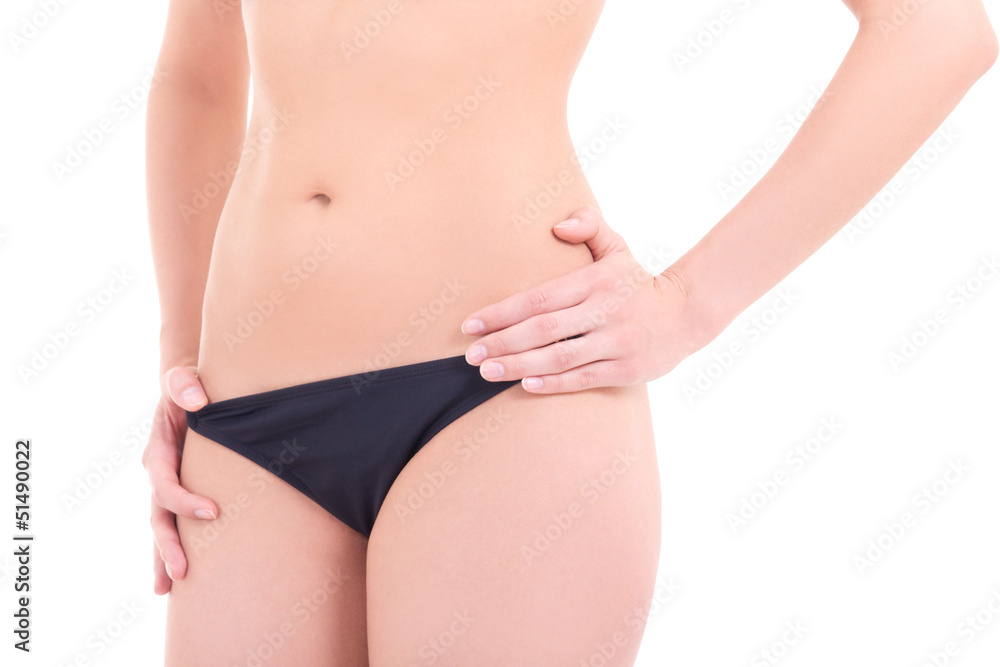 attractive female body in black panties