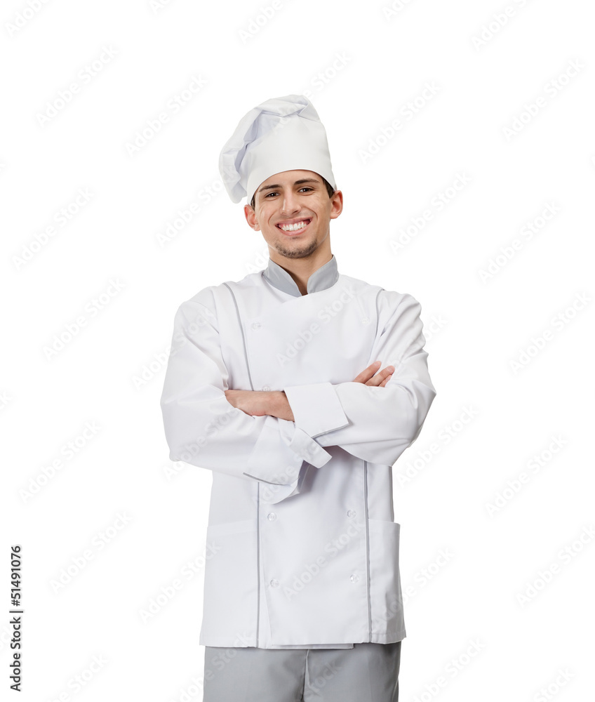Portrait of chef cook with arms crossed, isolated on white Portrait of chef cook with arms crossed, isolated on white