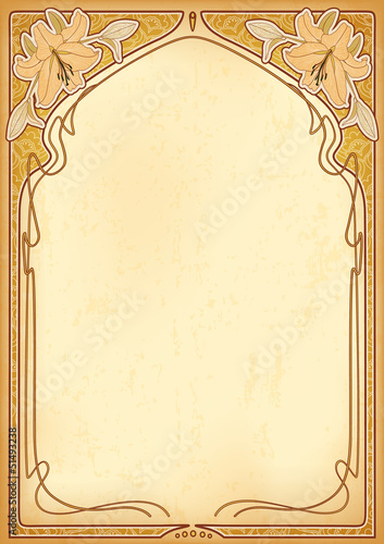 Art nouveau frames with space for text on old paper. Eps10