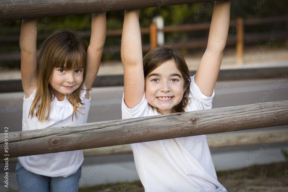 Fototapeta premium Pretty Young Sisters Portrait Outside